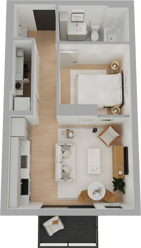 a sq. ft. apartment in a city